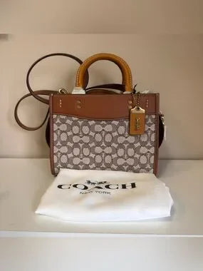 Coach C6444 Rogue 25 brown and tan satchel bag detail