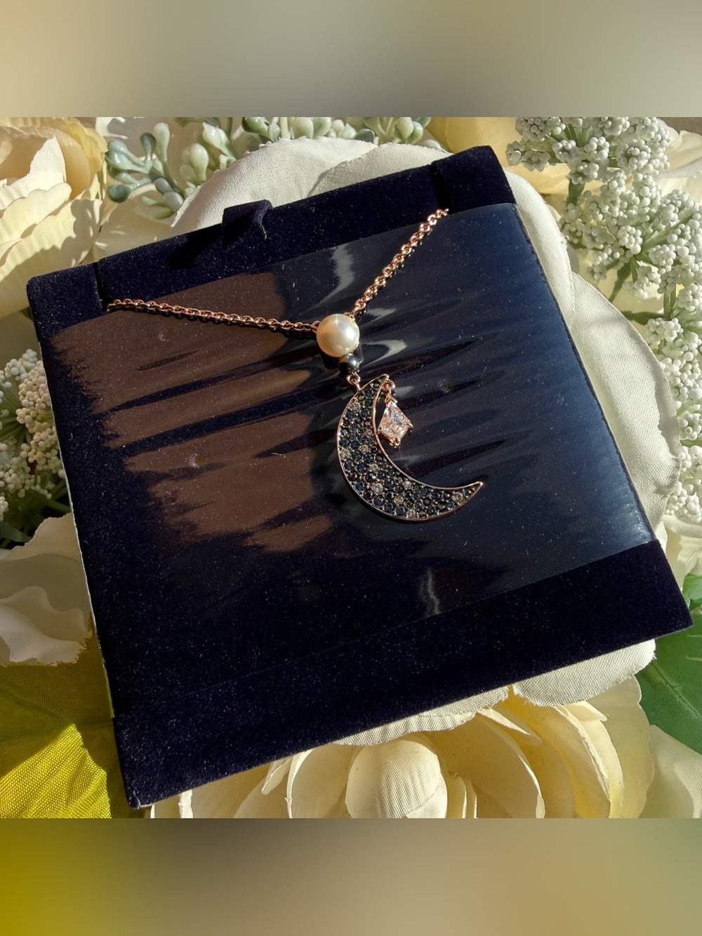 Swarovski Rose Gold-Tone Moon Pendant Necklace - 5489534 - detail 2