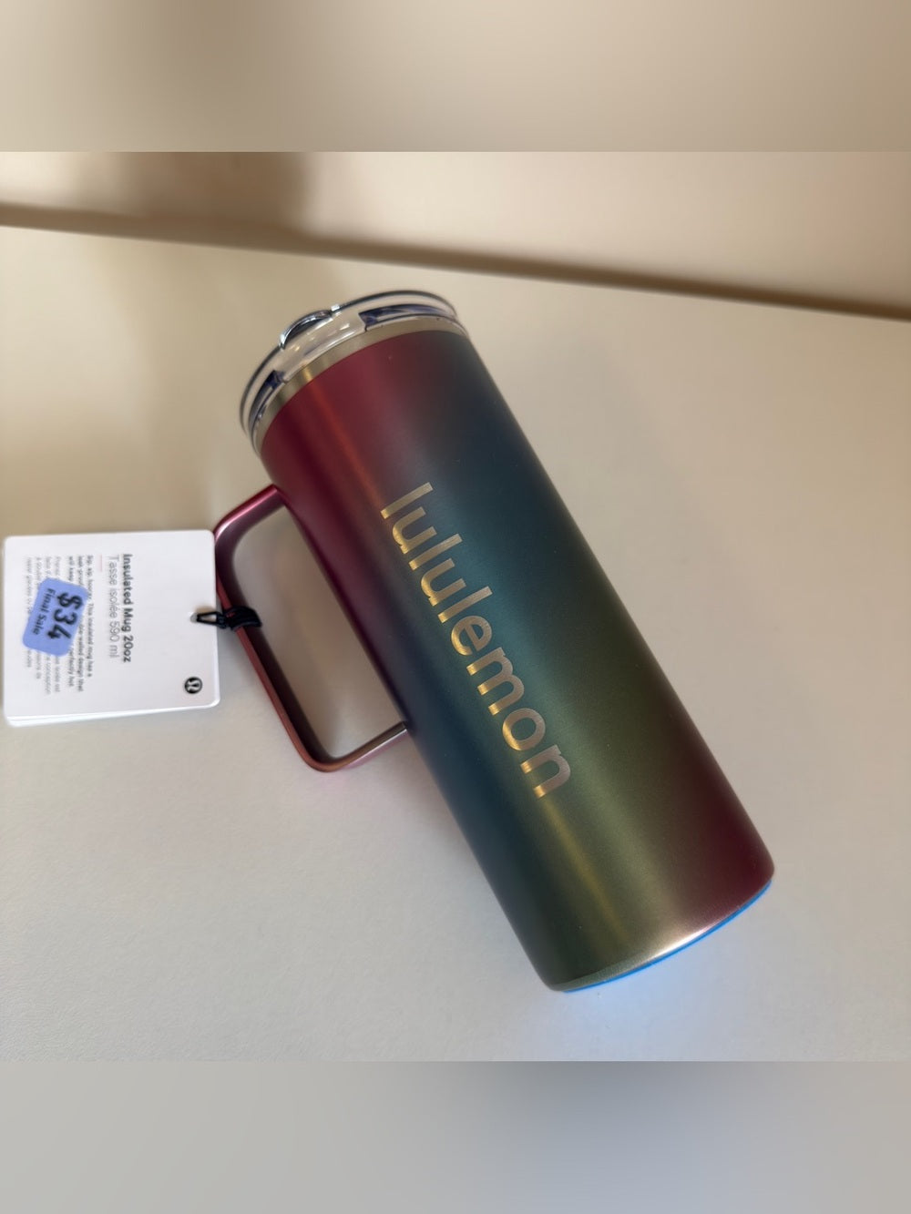 lululemon 20 oz multicolor gradient insulated mug detail