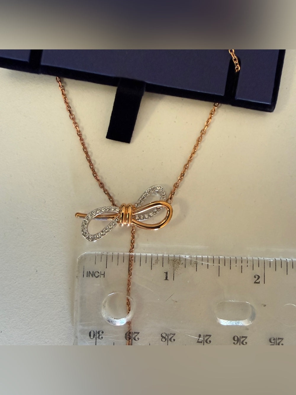 Swarovski Rose Gold-Tone Bow Lariat Necklace - 5447082 - detail 2