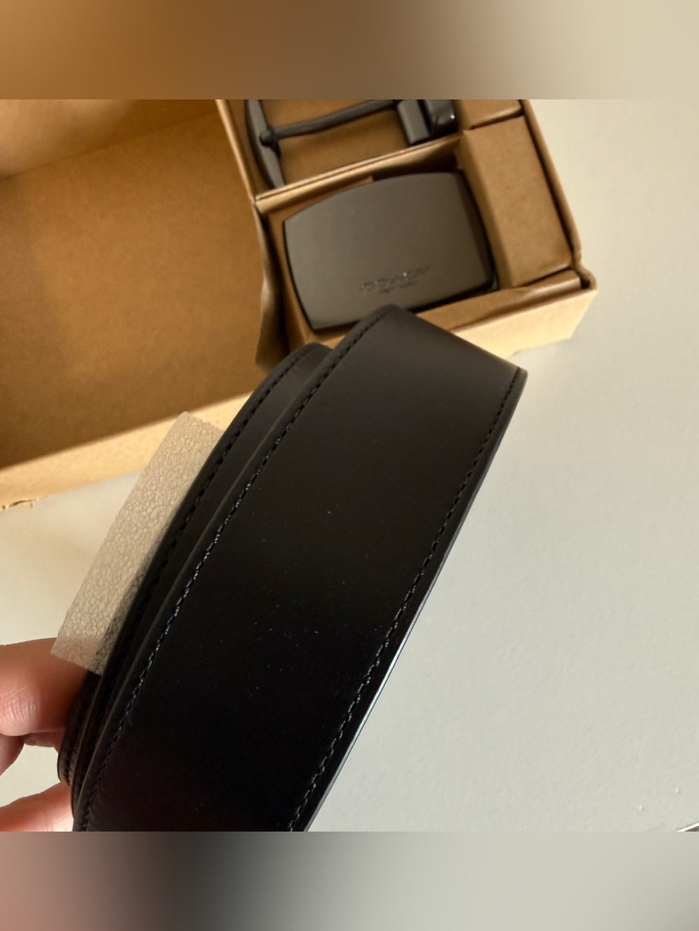 Coach reversible leather belt packaging