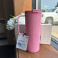 lululemon pink 20 oz insulated mug detail