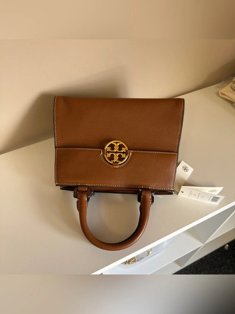 Tory Burch Miller leather satchel in brown detail