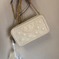 Tory Burch quilted cream leather chain crossbody detail