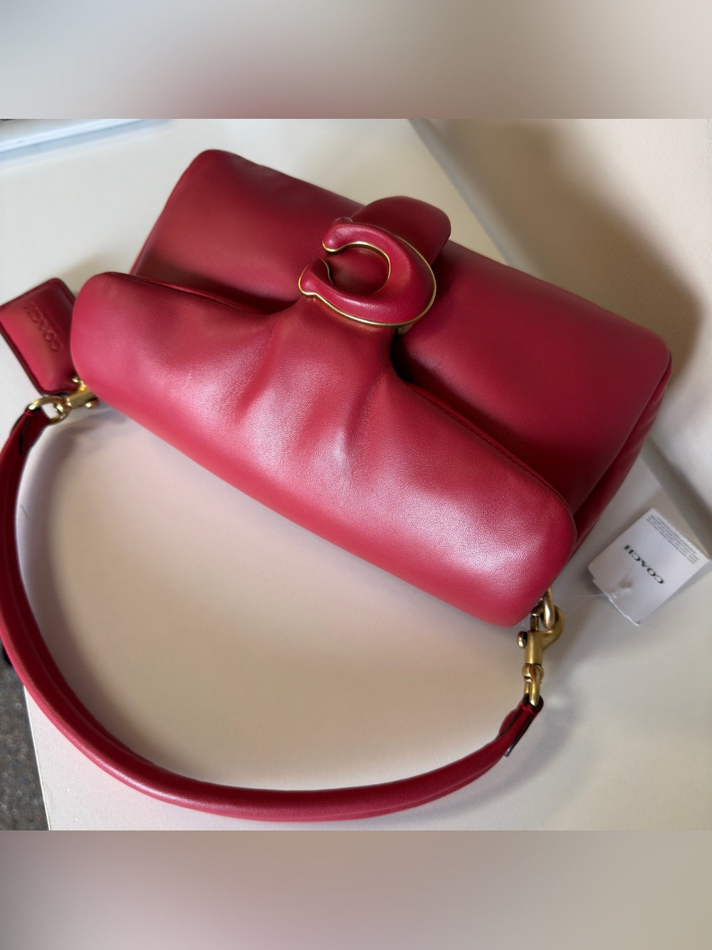 Coach C0772 Pillow Tabby 26 shoulder bag in red detail