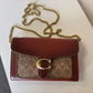 Coach 6909 burgundy and tan colorblock chain crossbody bag detail