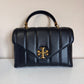 Tory Burch Kira 83943 black quilted satchel detail