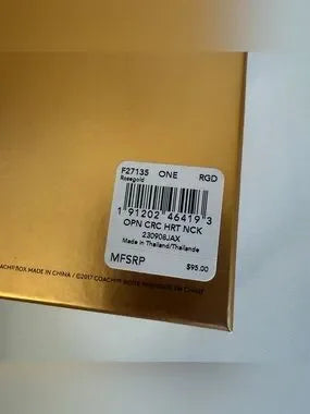 Coach F27135 rose gold heart necklace detail