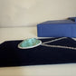 Swarovski green and silver crystal pendant necklace detail