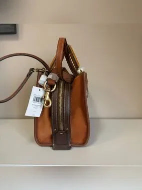 Coach C6444 Rogue 25 brown and tan satchel bag detail