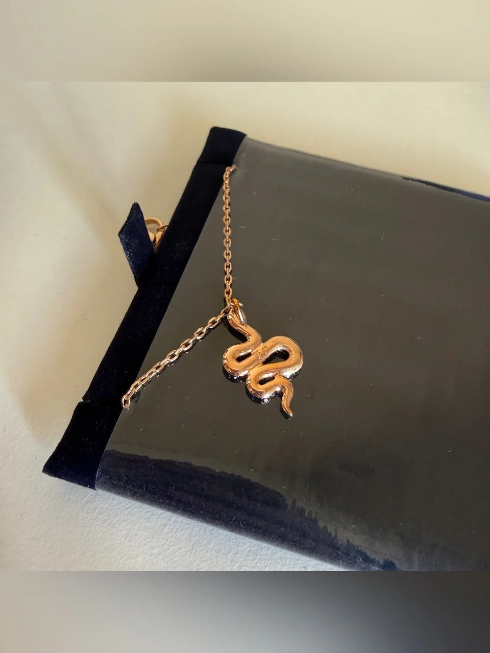 Swarovski Leslie black crystal snake pendant necklace detail