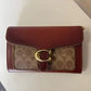 Coach 6909 burgundy and tan colorblock chain crossbody bag detail
