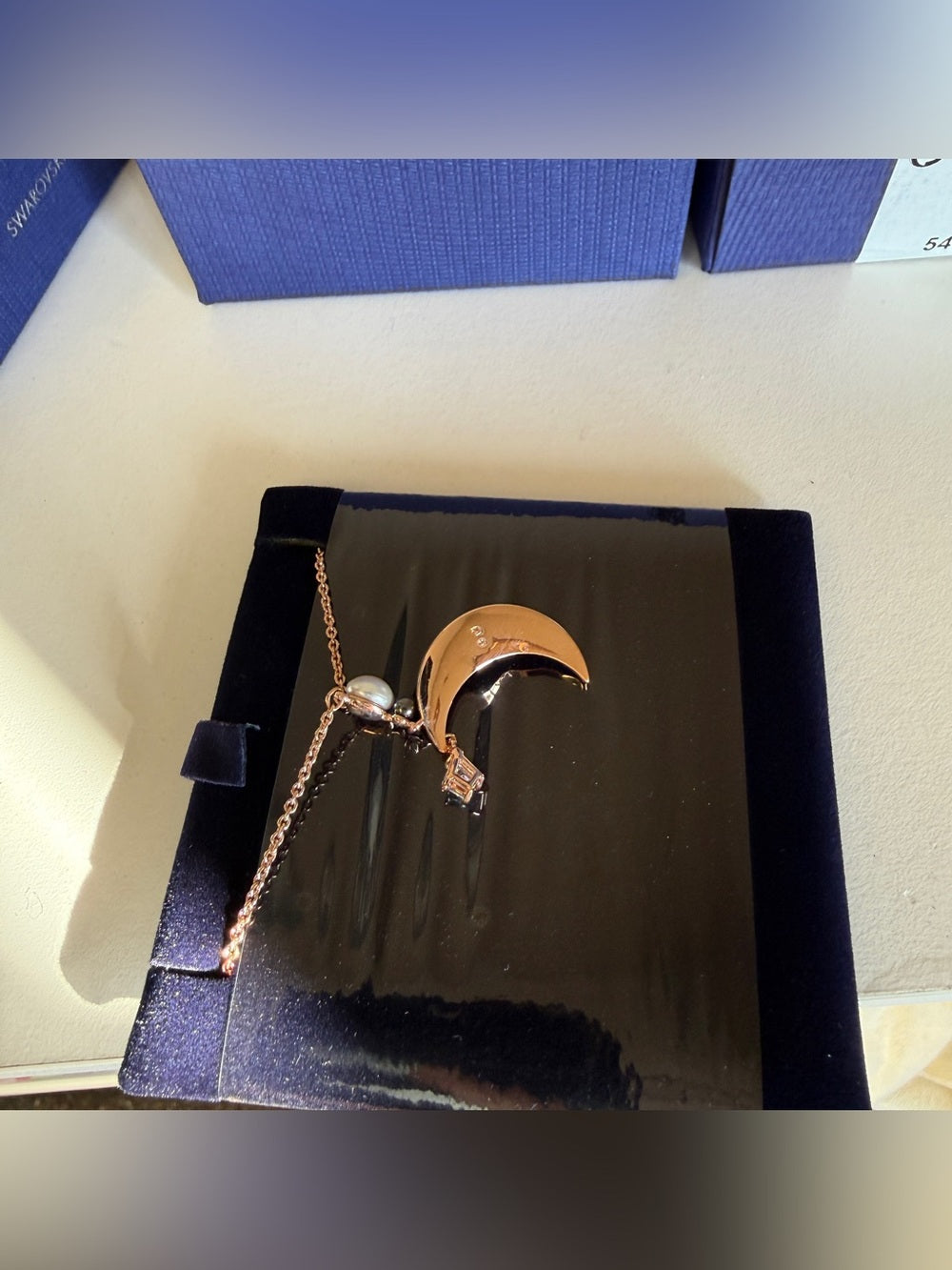 Swarovski Rose Gold-Tone Moon Pendant Necklace - 5489534 - detail 5