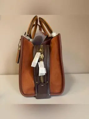 Coach C6444 Rogue 25 brown and tan satchel bag detail