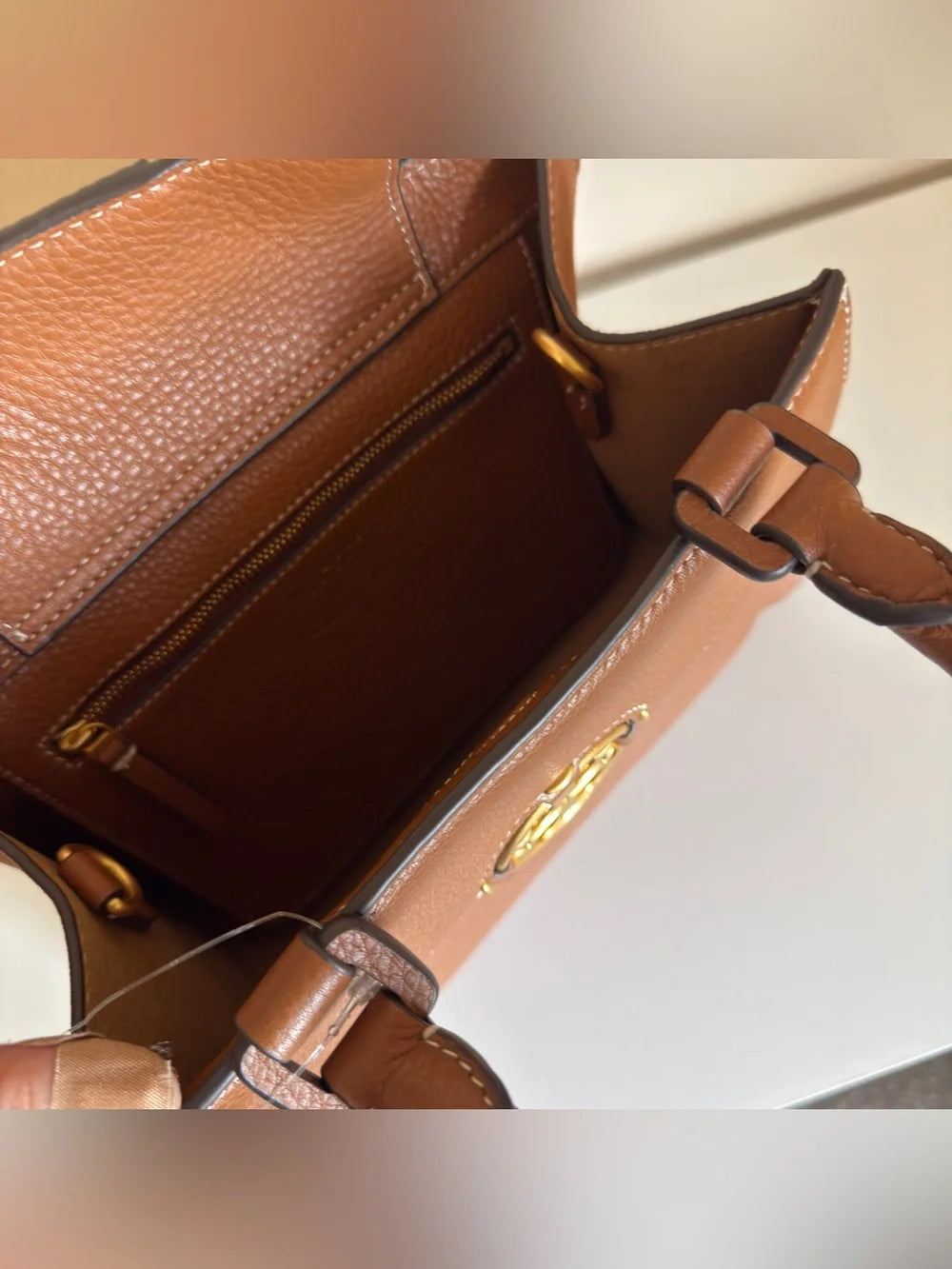Tory Burch Miller leather satchel in brown detail