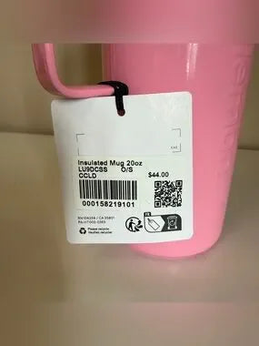 lululemon pink 20 oz insulated mug detail