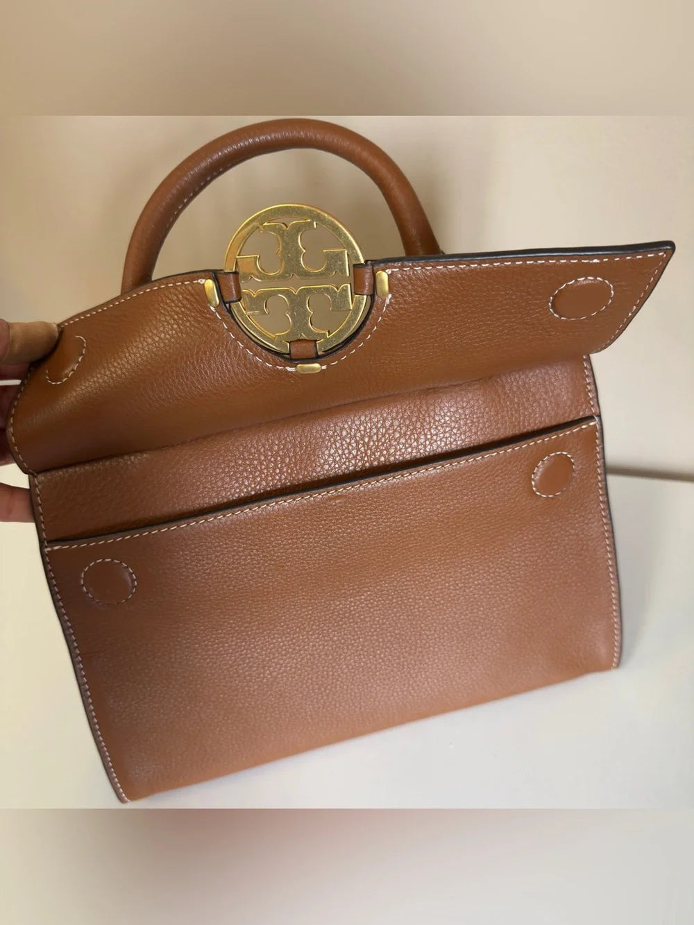Tory Burch Miller leather satchel in brown detail
