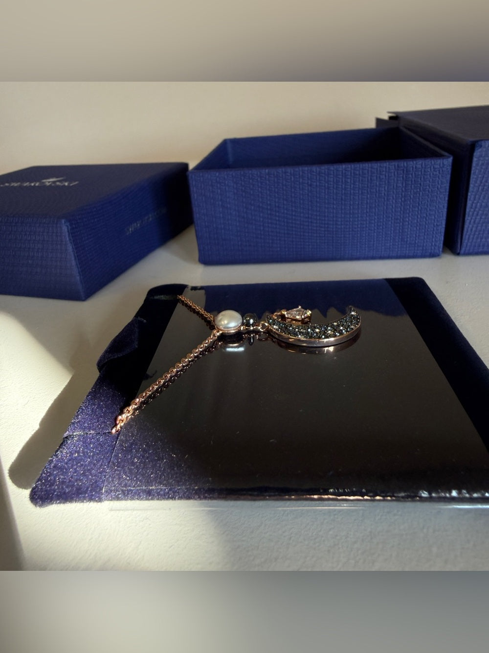 Swarovski Rose Gold-Tone Moon Pendant Necklace - 5489534 - detail 6