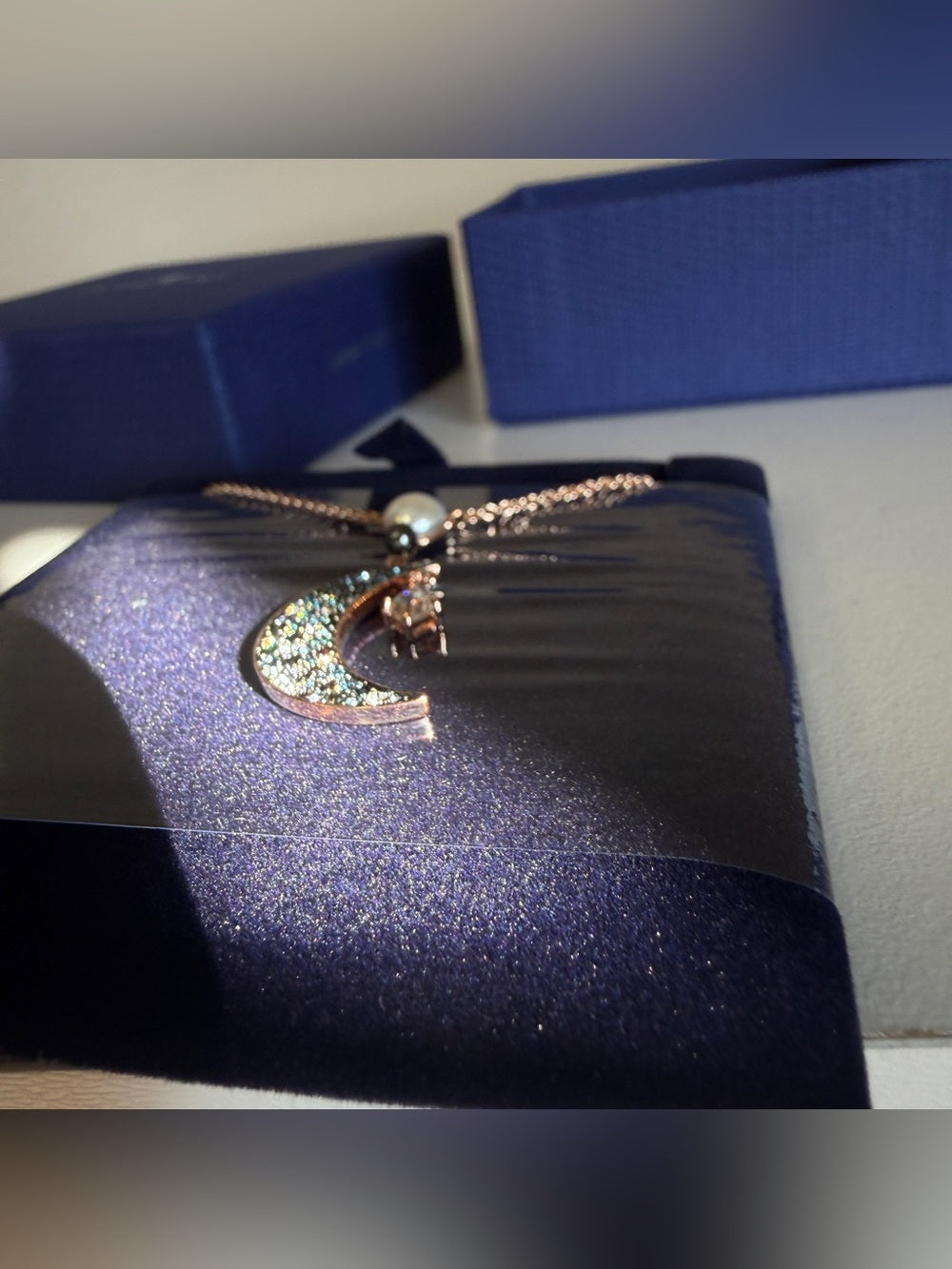 Swarovski Rose Gold-Tone Moon Pendant Necklace - 5489534 - detail 7