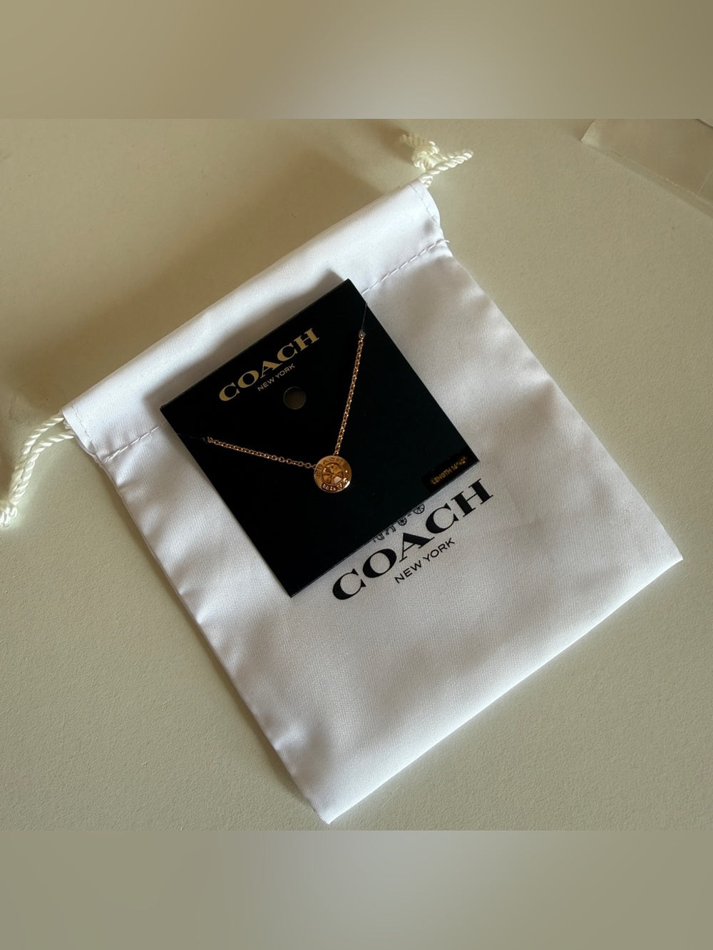 Coach 54514 rose gold disc pendant necklace detail