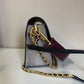 Tory Burch Robinson burgundy black and cream crossbody bag detail