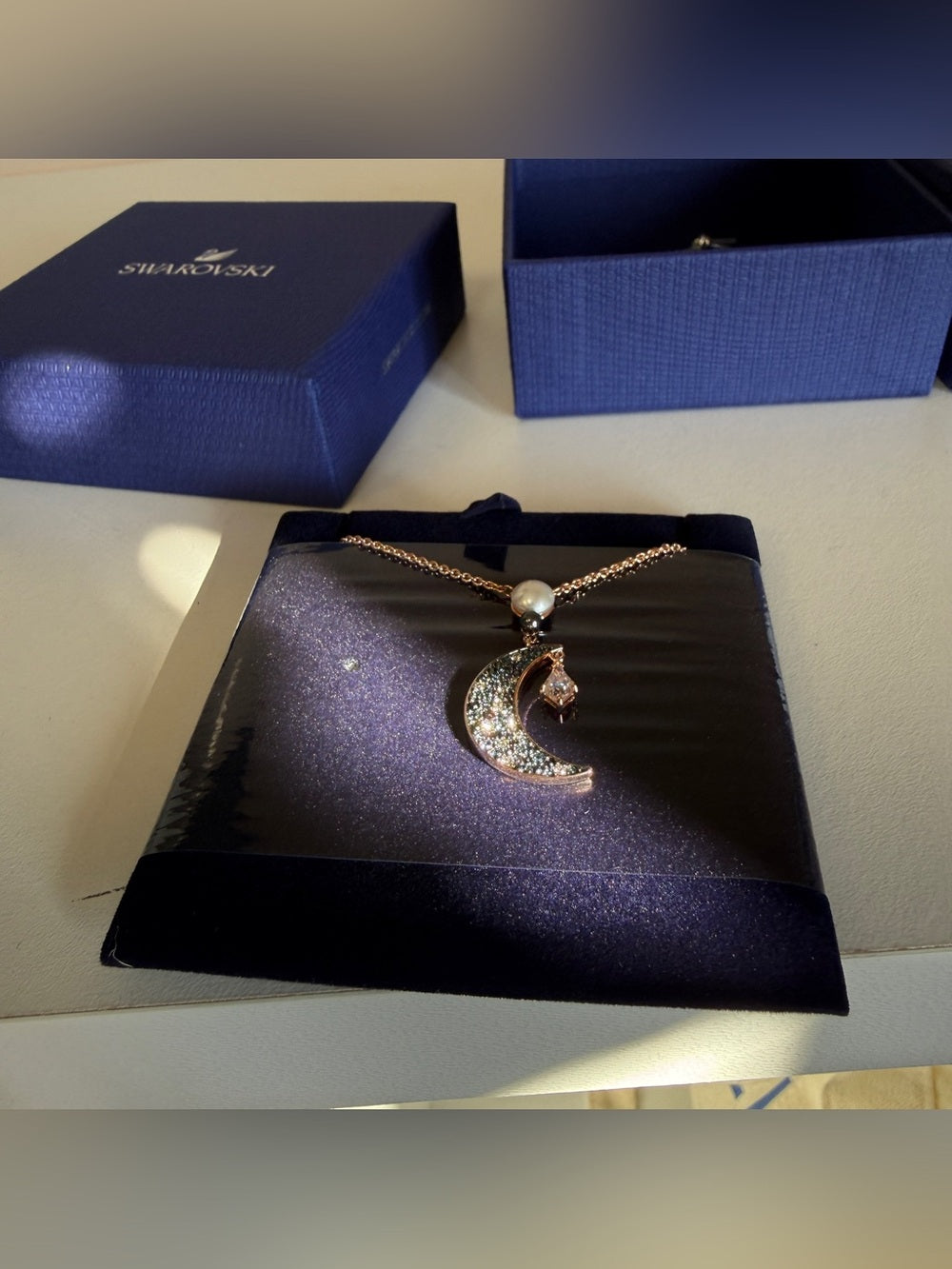 Swarovski Rose Gold-Tone Moon Pendant Necklace - 5489534 - detail 8