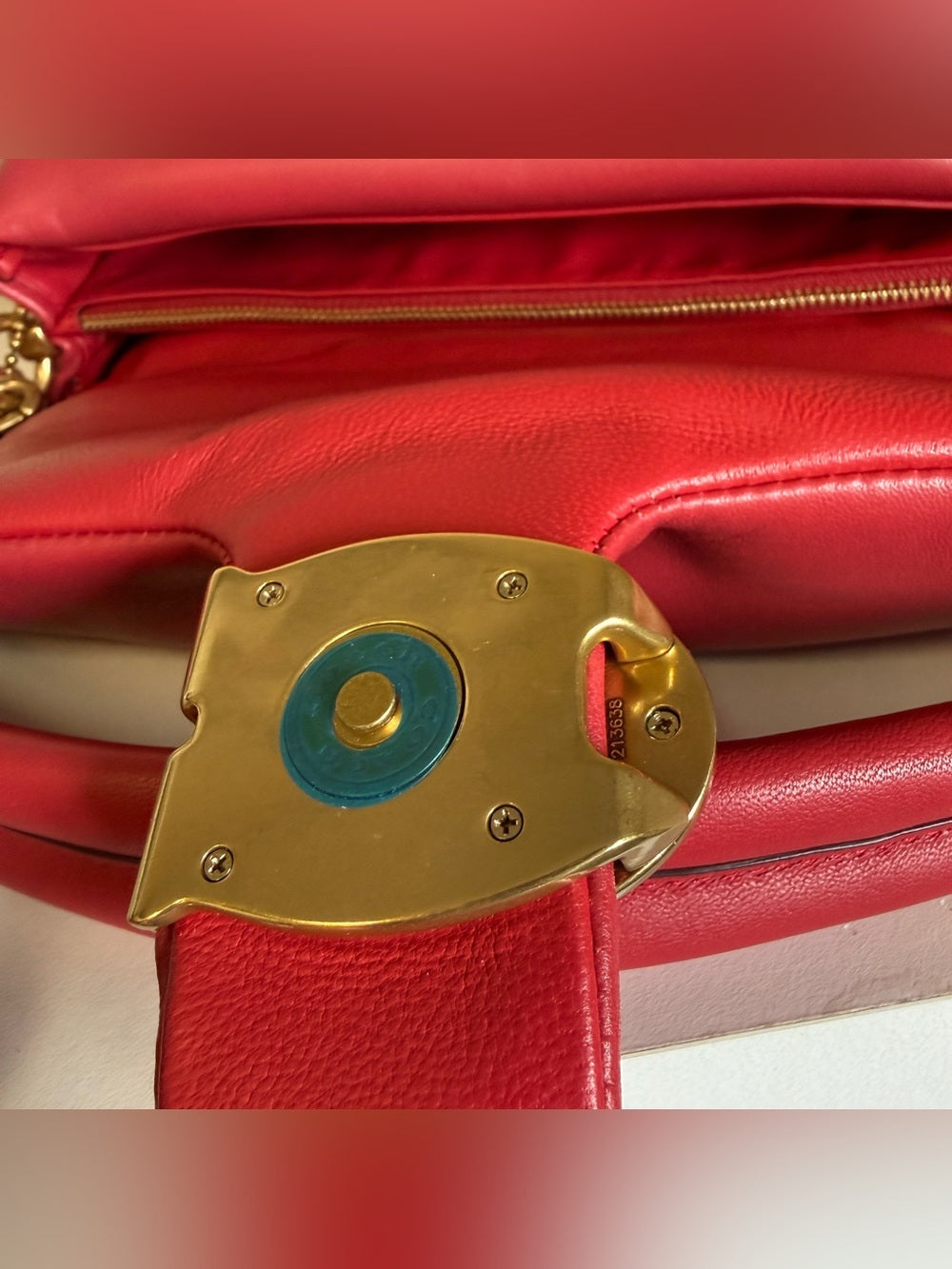 Coach C0772 Pillow Tabby 26 shoulder bag in red detail