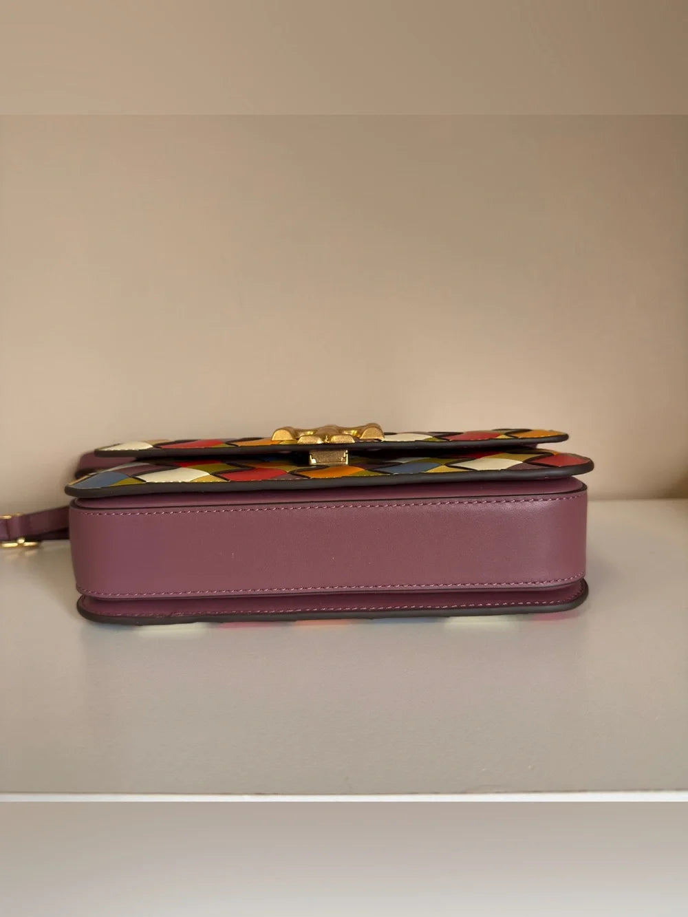Tory Burch Eleanor woven shoulder bag in multicolor detail