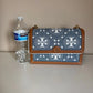 Tory Burch T Monogram denim shoulder bag in blue and brown detail