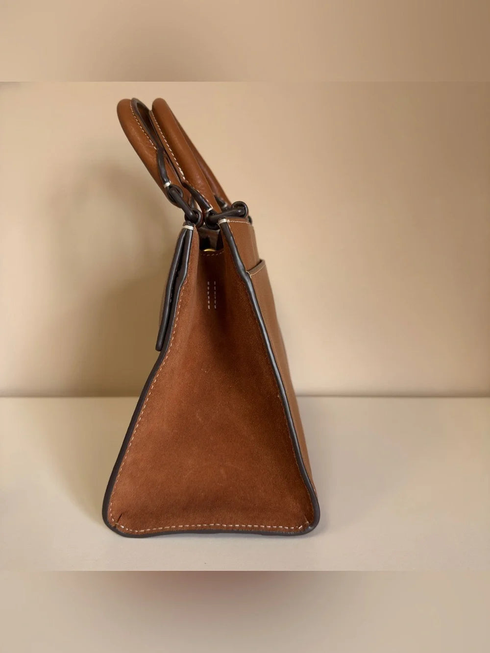 Tory Burch Miller leather satchel in brown detail