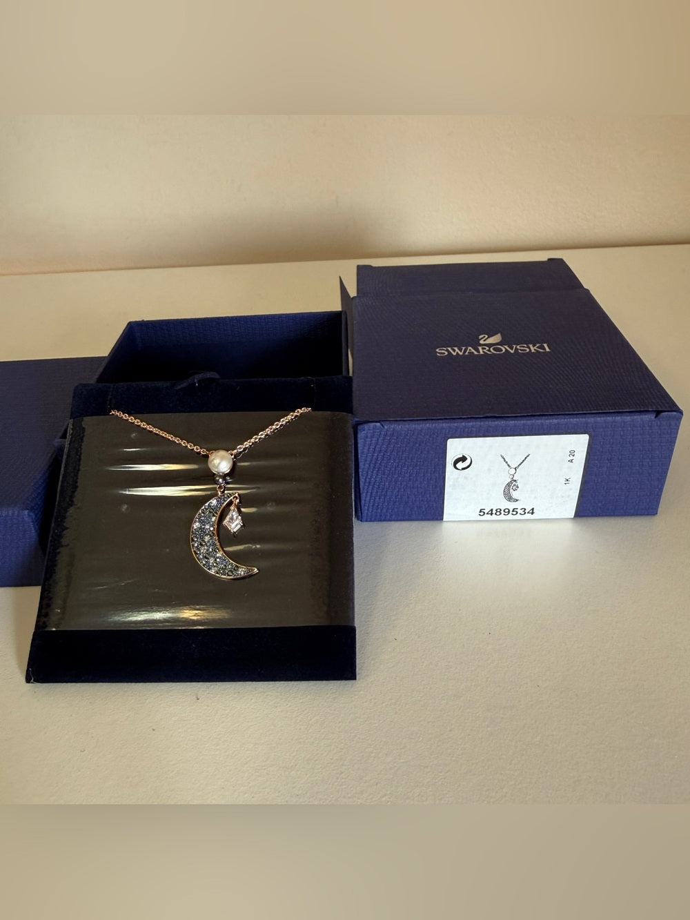 Swarovski Rose Gold-Tone Moon Pendant Necklace - 5489534 - detail 9
