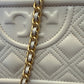 Tory Burch quilted cream leather chain crossbody detail