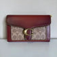 Coach 6909 burgundy and tan colorblock chain crossbody bag detail