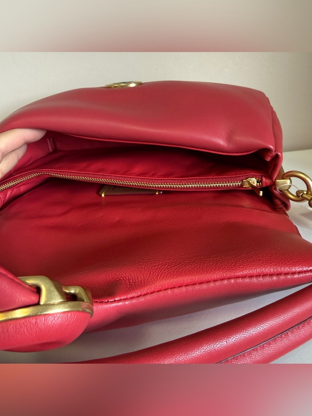 Coach C0772 Pillow Tabby 26 shoulder bag in red detail