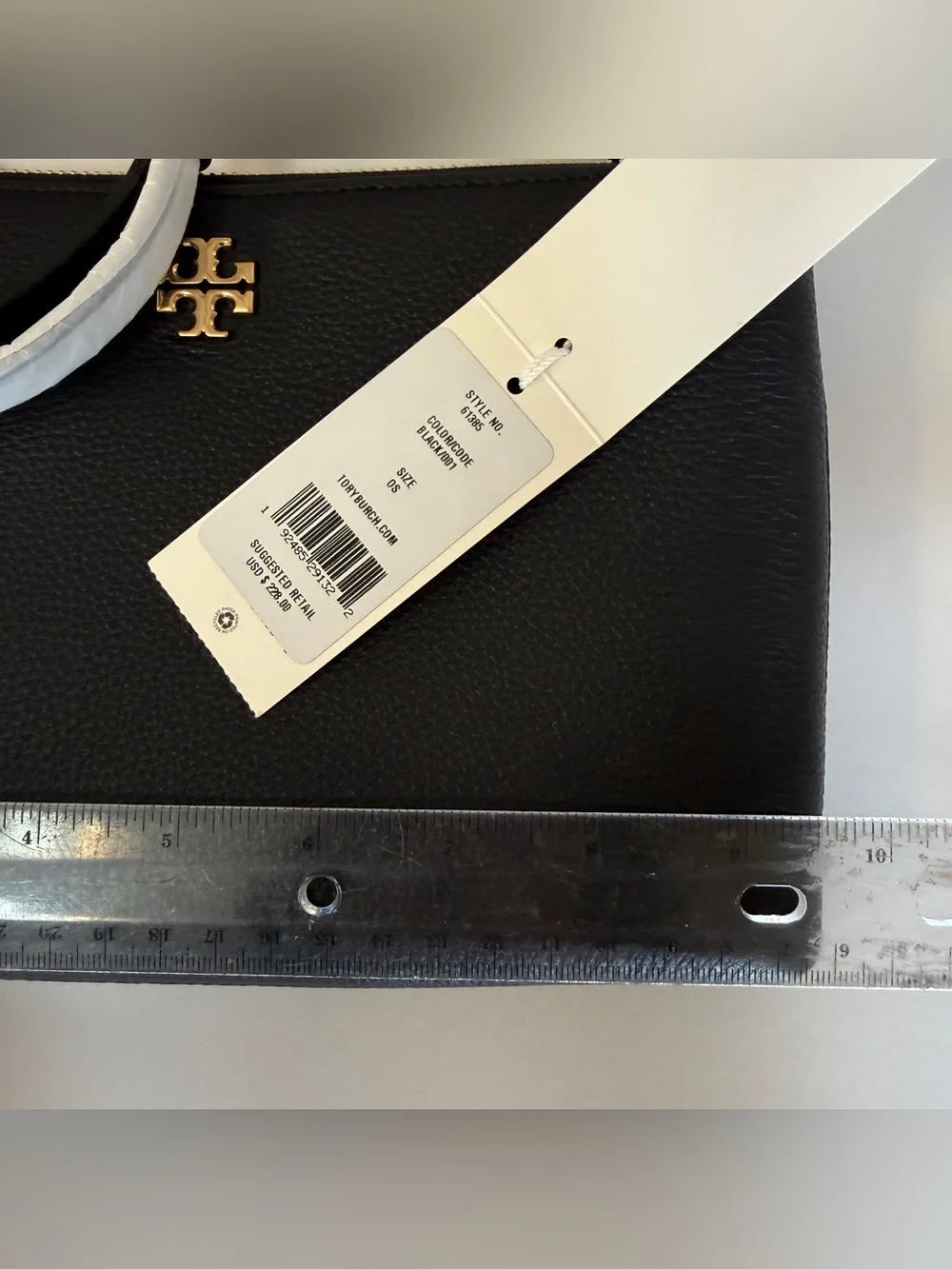 Tory Burch 61385 black convertible leather bag detail