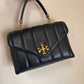 Tory Burch Kira 83943 black quilted satchel detail