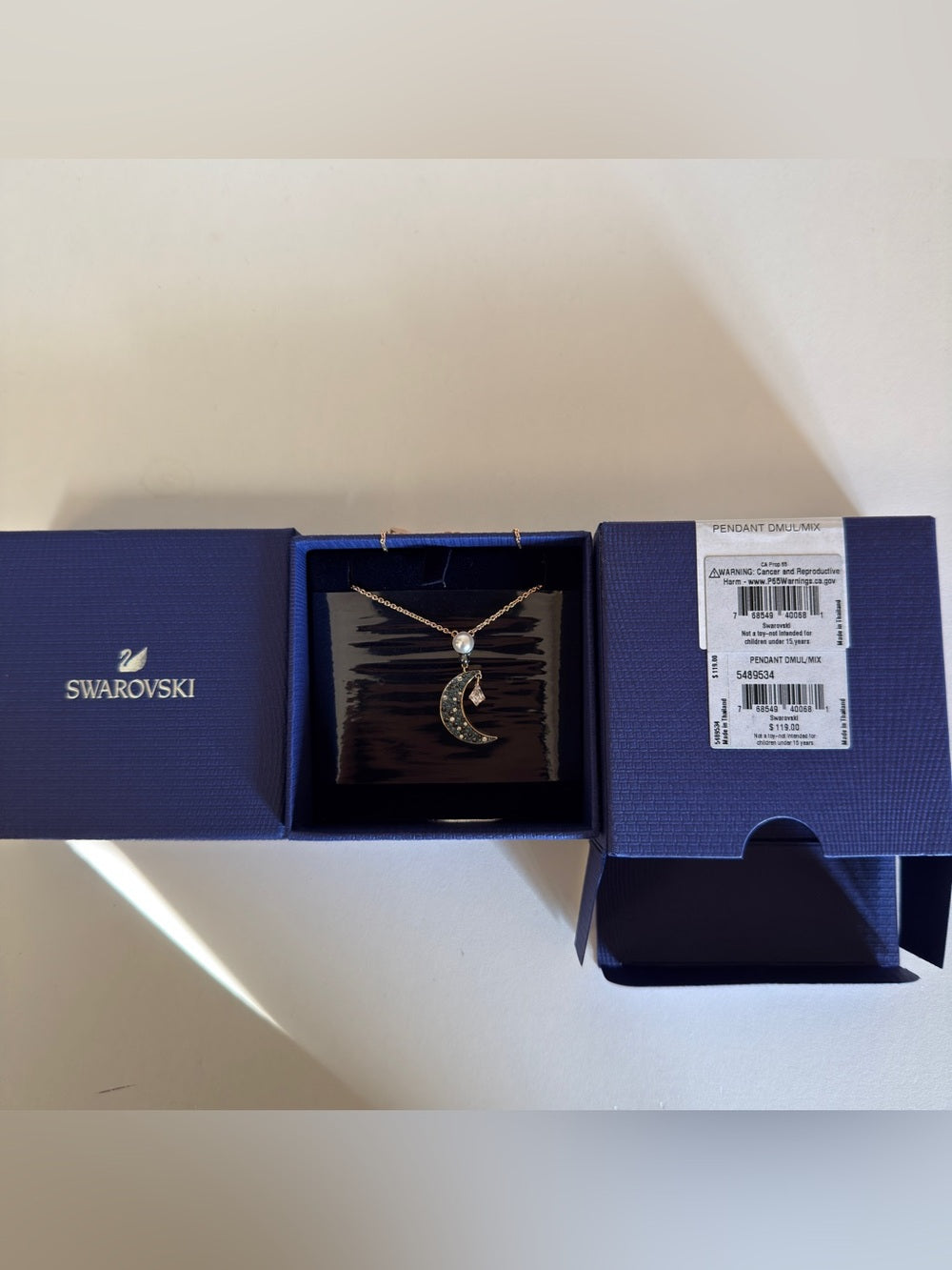 Swarovski Rose Gold-Tone Moon Pendant Necklace - 5489534 - detail 10