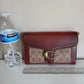 Coach 6909 burgundy and tan colorblock chain crossbody bag detail