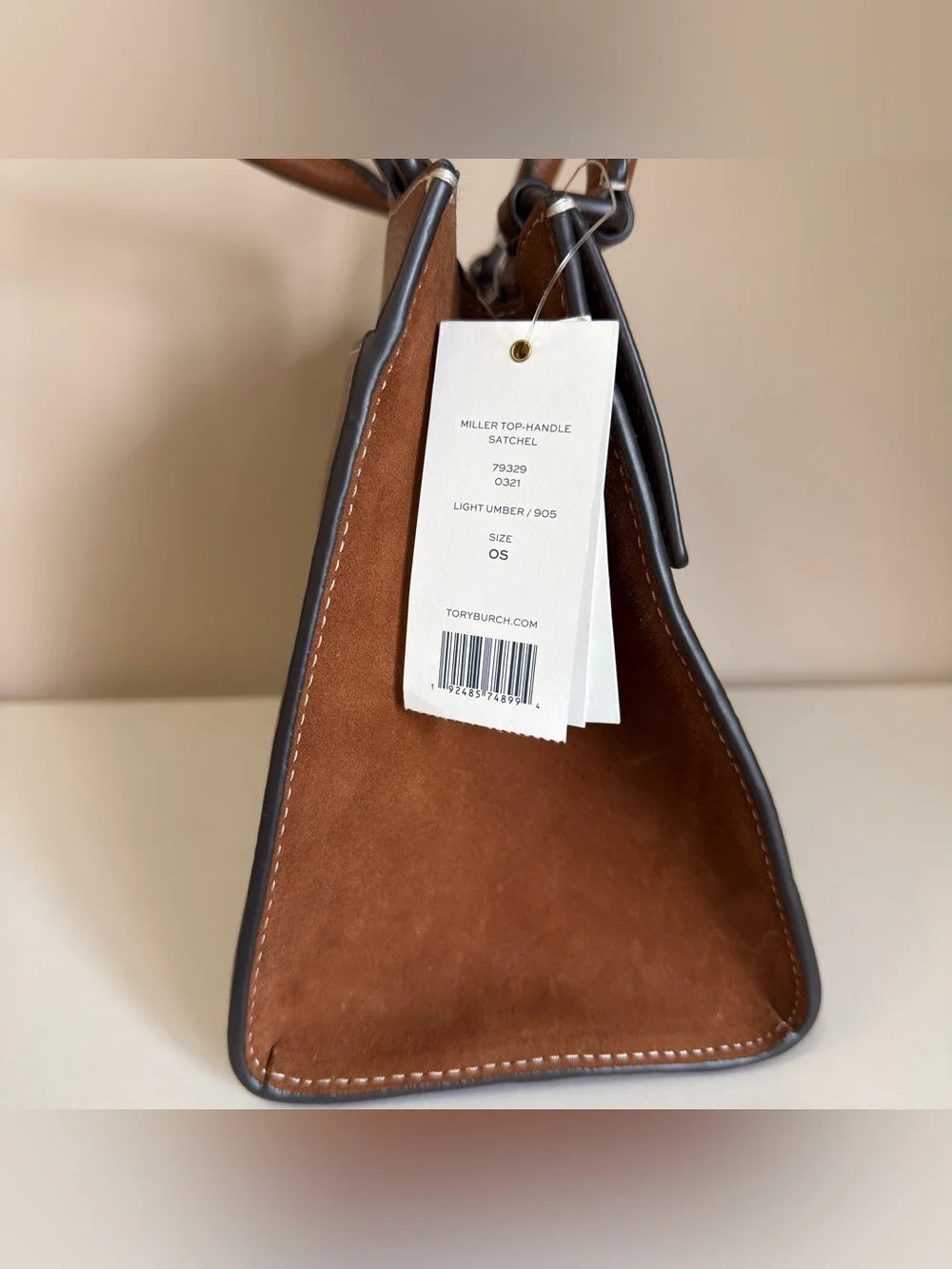 Tory Burch Miller leather satchel in brown detail