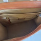Tory Burch T Monogram blue and tan denim small tote detail