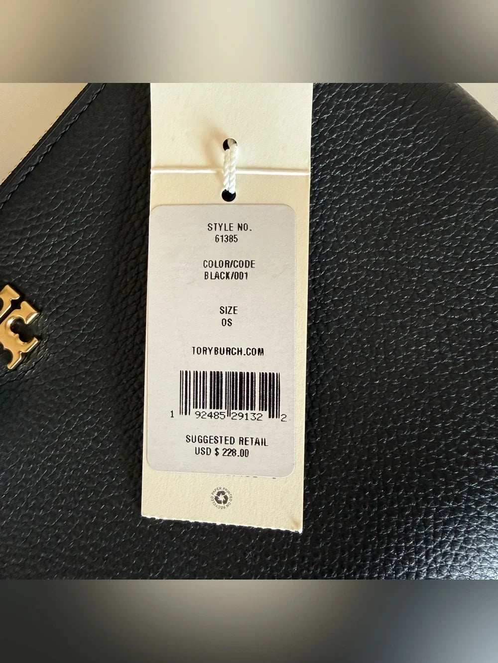 Tory Burch 61385 black convertible leather bag detail