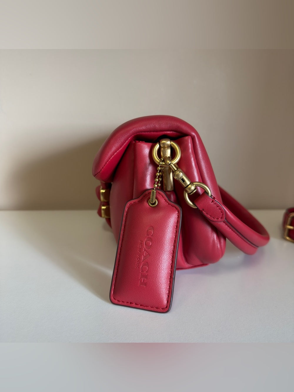 Coach C0772 Pillow Tabby 26 shoulder bag in red detail