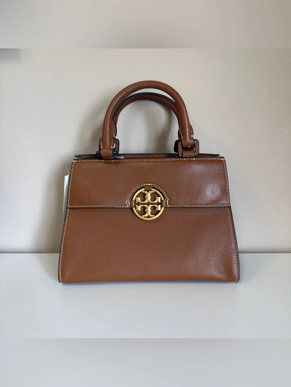 Tory Burch Miller leather satchel in brown detail