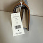 Tory Burch T Monogram denim shoulder bag in blue and brown detail