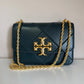 Tory Burch Fleming dark green leather shoulder bag detail