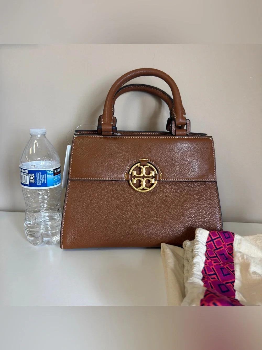 Tory Burch Miller leather satchel in brown detail