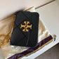 Tory Burch Fleming dark green leather shoulder bag detail