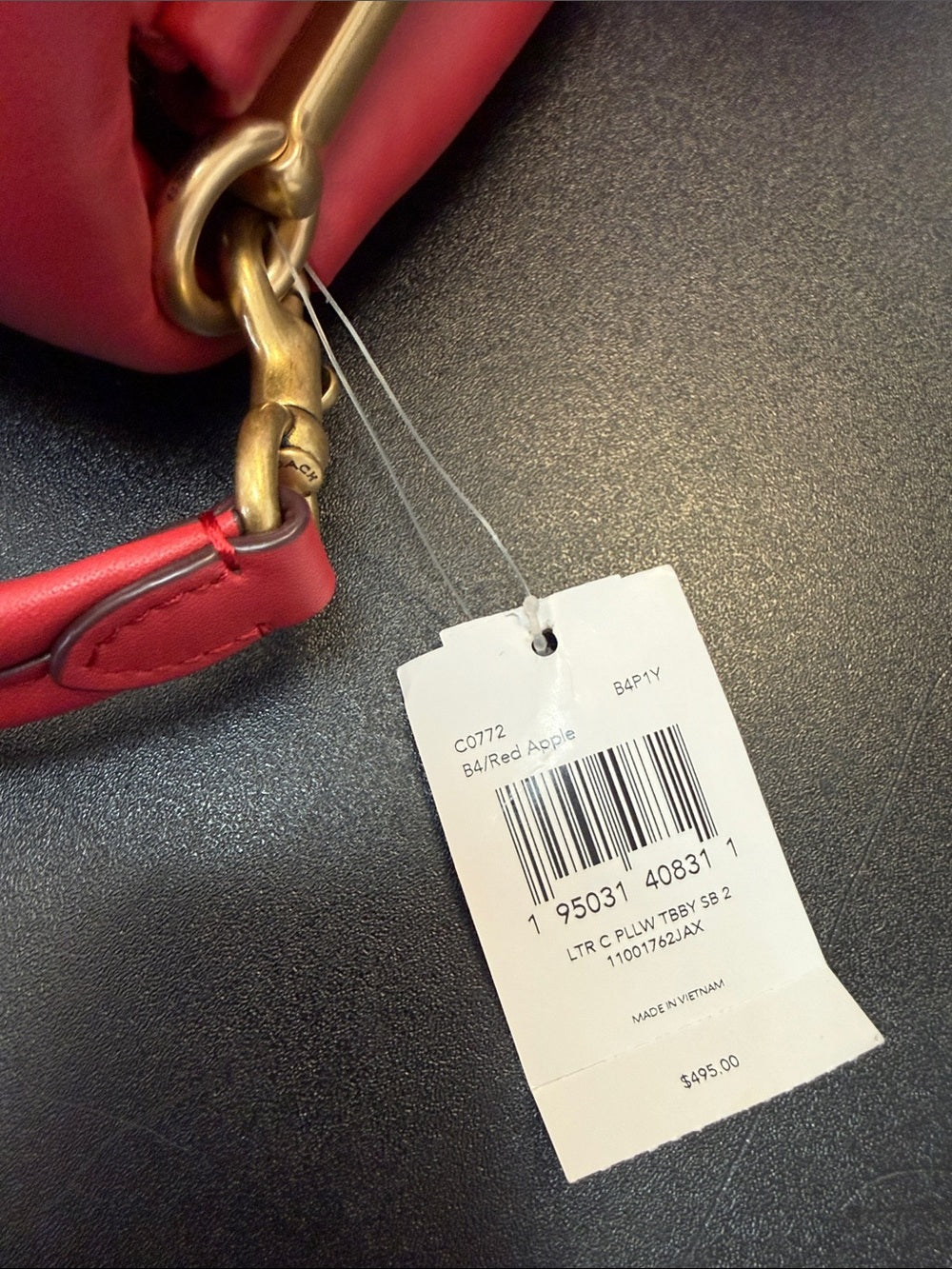 Coach C0772 Pillow Tabby 26 shoulder bag in red detail