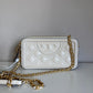 Tory Burch quilted cream leather chain crossbody detail