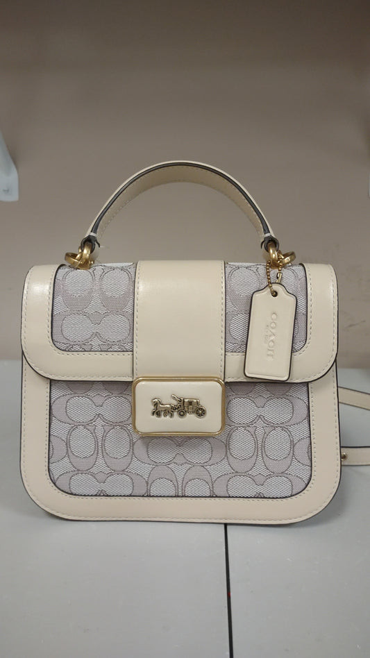 Coach C4822 Signature Jacquard Alie Top Handle Shoulder Bag - Stone Ivory